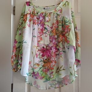 Jennifer Lopez Floral Blouse - Green and Pink
